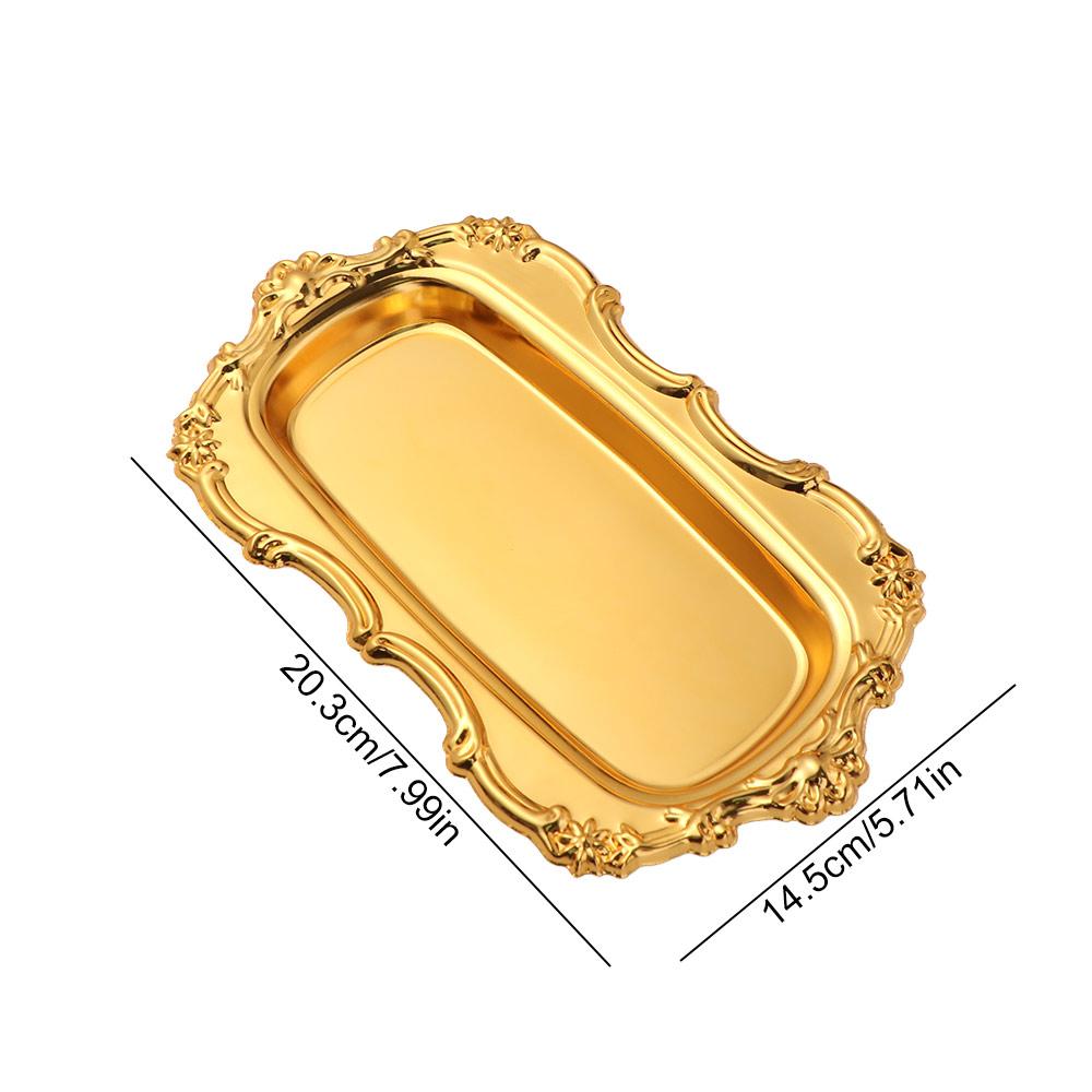 Embossed Design Vintage Embossed Tray European Style Jewelry Decoration Plate  Cosmetics Storage