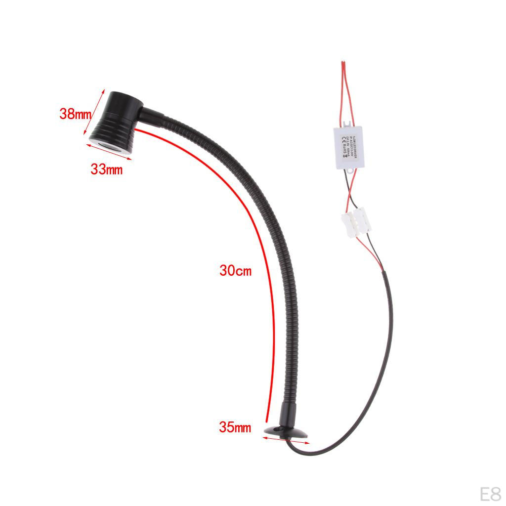 Lamp 2W, Bedside - Adjustable Reading with Long Gooseneck, Lighting for Marine, Boat, RV