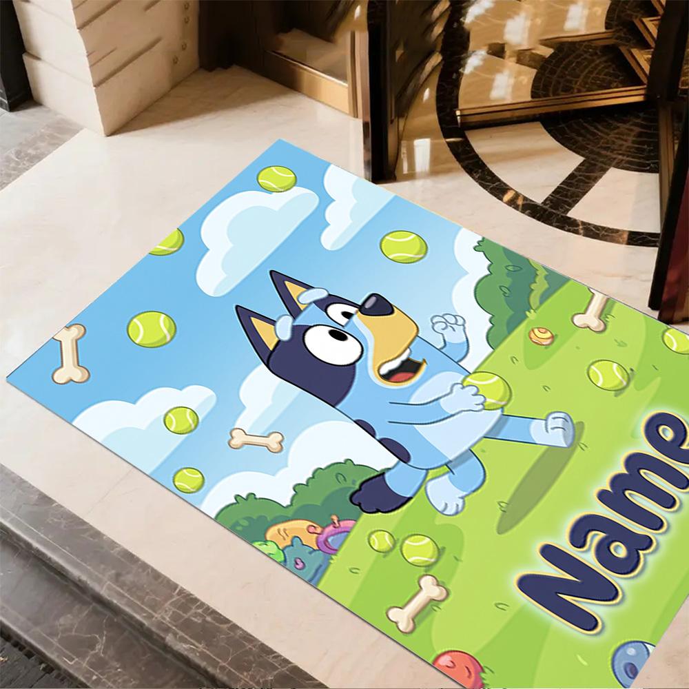 Bluey's Hug Adventure Personalized Text Area Rug Suitable for Decorate room Outdoor Game Room Kitchen Antislip Carpet Anime Office Decor