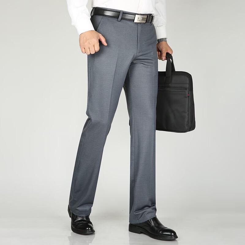 Fengmao Herren Business Casual Elastische Gerade Hosen