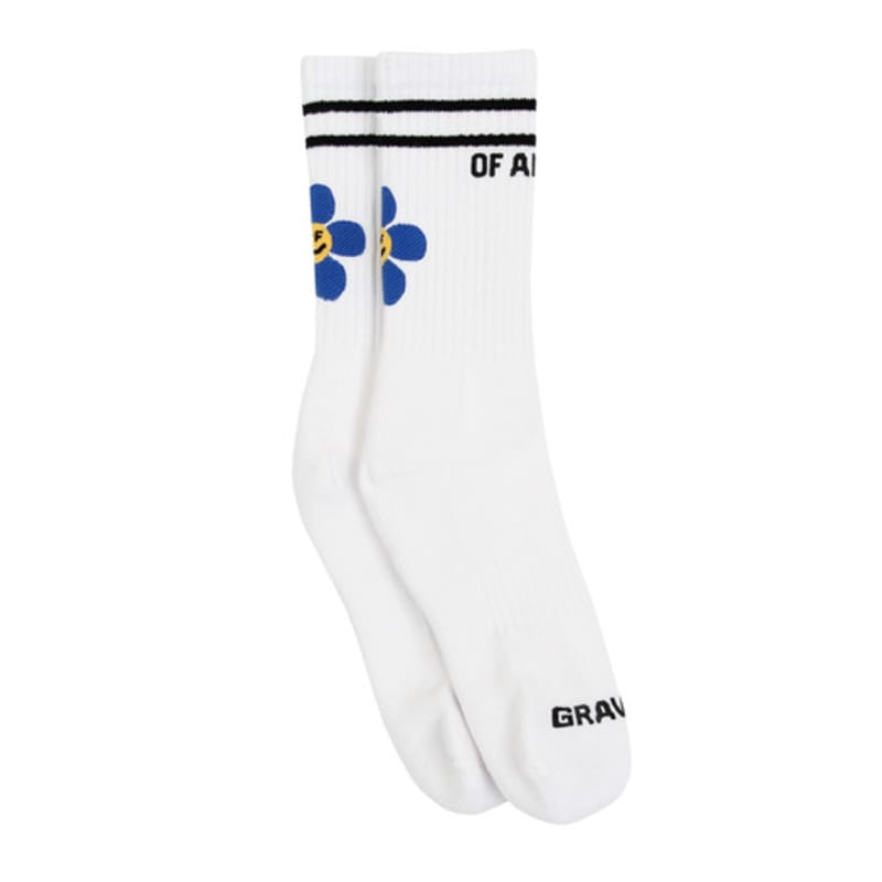 GRAVER [BAG&ACC] Blue Flower Smile Logo Socks 1 Pack_White