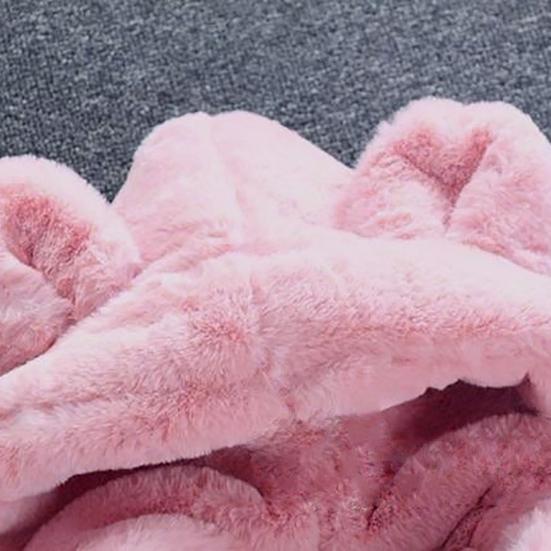 Kids Coat Rabbit Ear Windproof Polyester Long Sleeve Warm Girl Coat for Daily Life