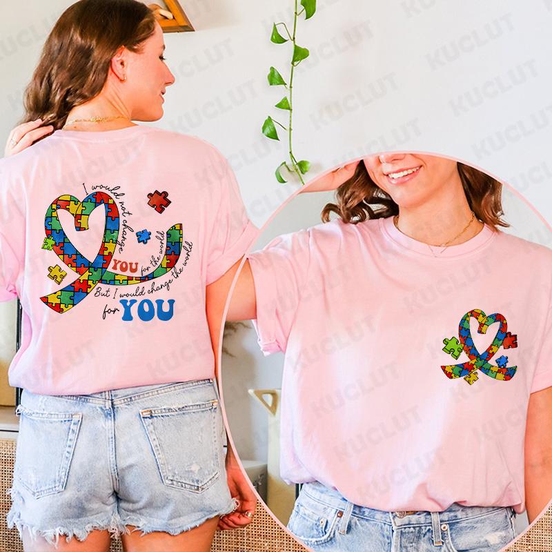 Autism Awareness T-shirts Women Neurodiversity Tee Shirts Autism Mama Teacher T-shirts ADHD Clothes Fashion Casual Clothing