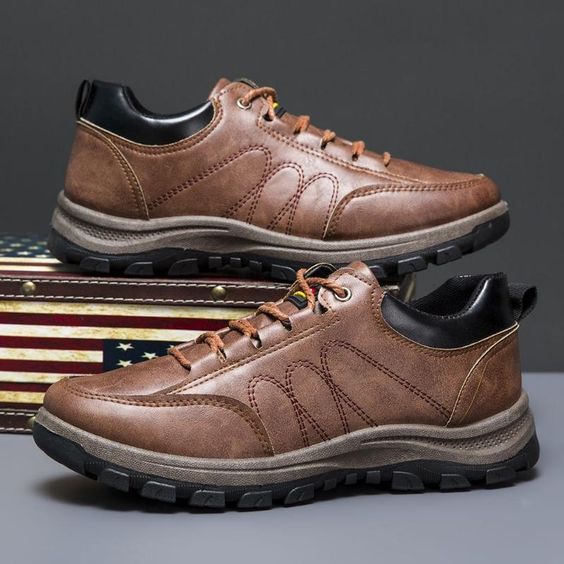 

Новая модная спортивная обувь мужская универсальная удобная текстурная обувь для хайкинга повседневная нескользящая на шнуровке износостойкая обувь 44 темно-коричневого