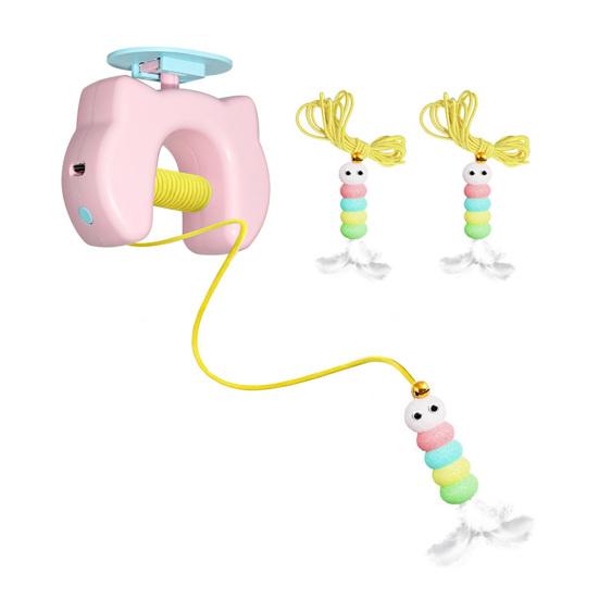 Automatic Cat Teaser Interactive Electric Feather Toy Rechargeable Hanging String Cat Teaser with Bell for Indoor Cats Self-Play Hunting Exercise