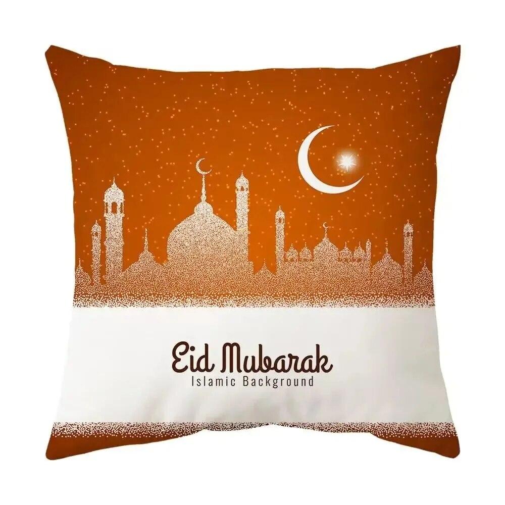 2024 Eid Mubarak Pillowcase Short Plush Comfortable Cushion Cover Islamic Ramadan Decorative Mosque Muslim Pillowcase Gift