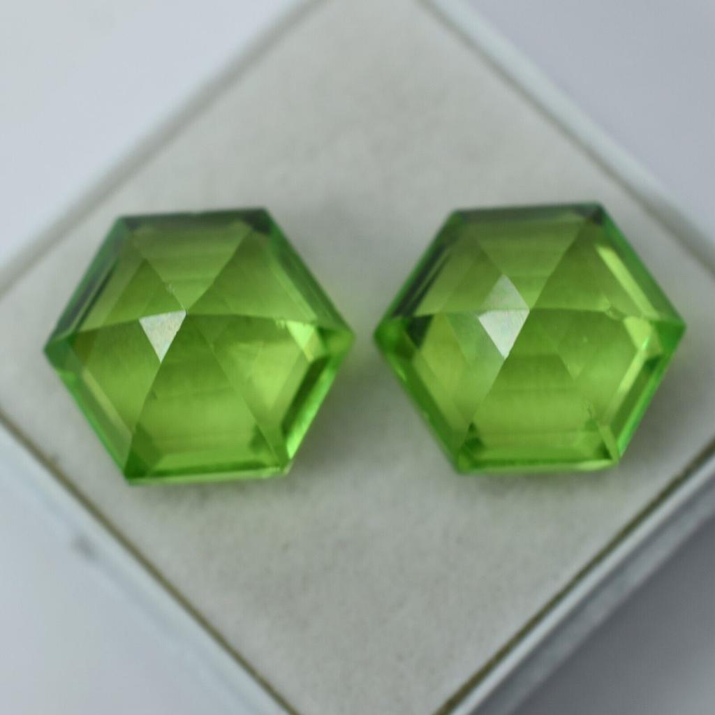 Pair Of 18.25 Ct NATURAL Green Peridot CERTIFIED Fancy Cut Loose Gemstone AAA