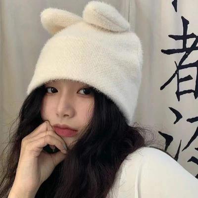 Women Fur Hat Women Autumn Winter Knitted Wool Hats Winter Warm Korean Version of Japanese Hats Cute Gift