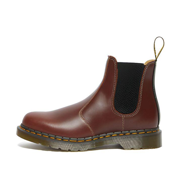 Dr. Martens Leather Round Toe Pull-On Short Chelsea Boots Men Boots Brown 27547201