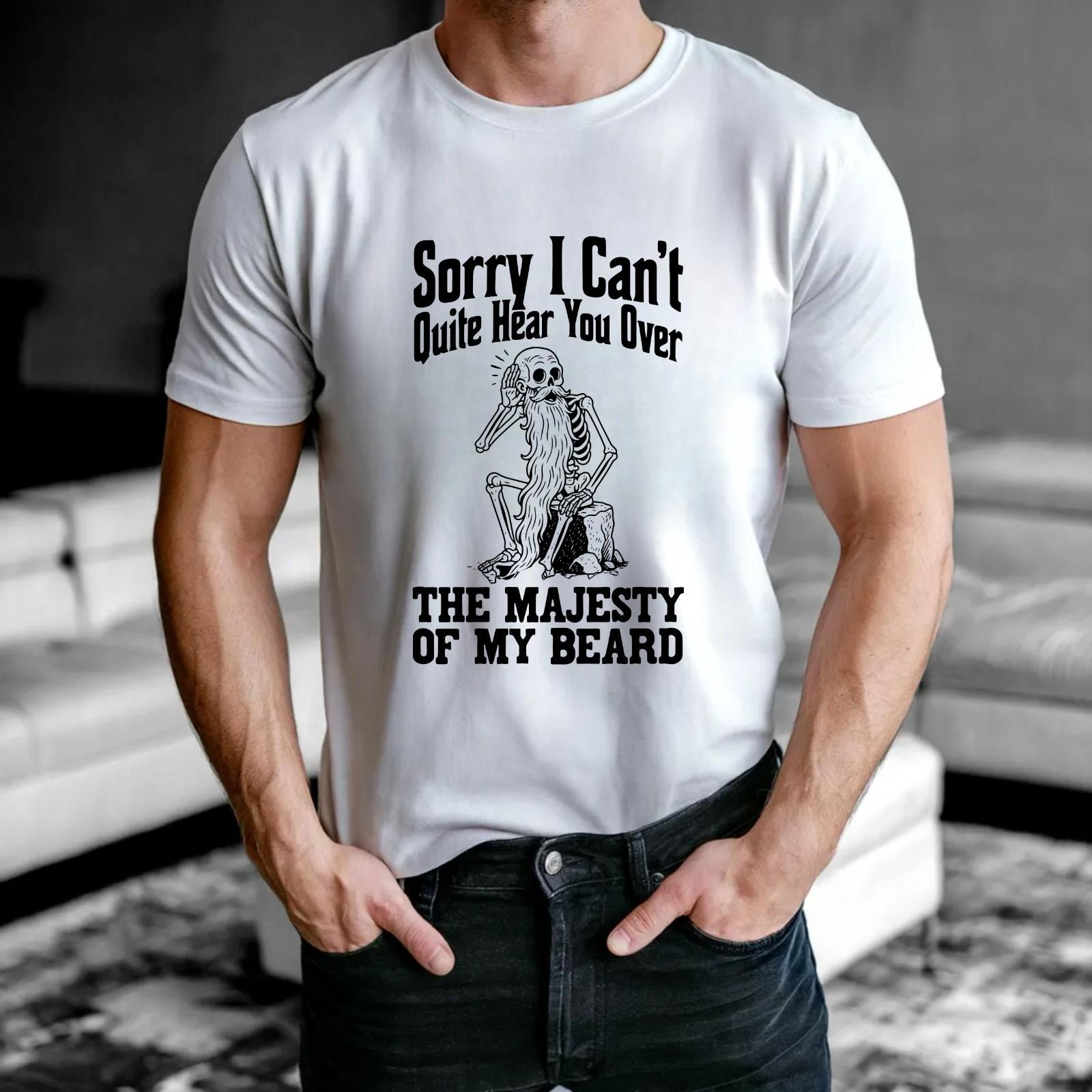 Funny Beard Skeleton T-Shirt Vintage Sarcastic Skull Beard Lover Gift Tee Top M