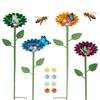 2/4Pcs Bee Watering Station Flower Shape Standing with Glass Marble Butterfly Bath Bee Feeder Bowl for Garden Yard Decor Stake