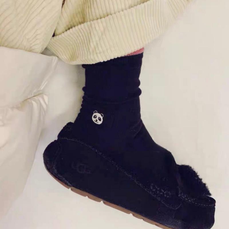 Trendige Damensocken Farbpassend, Niedliche Socken mit Stickerei kleiner Tiere, Vielseitige Baumwoll-Sockenstapel