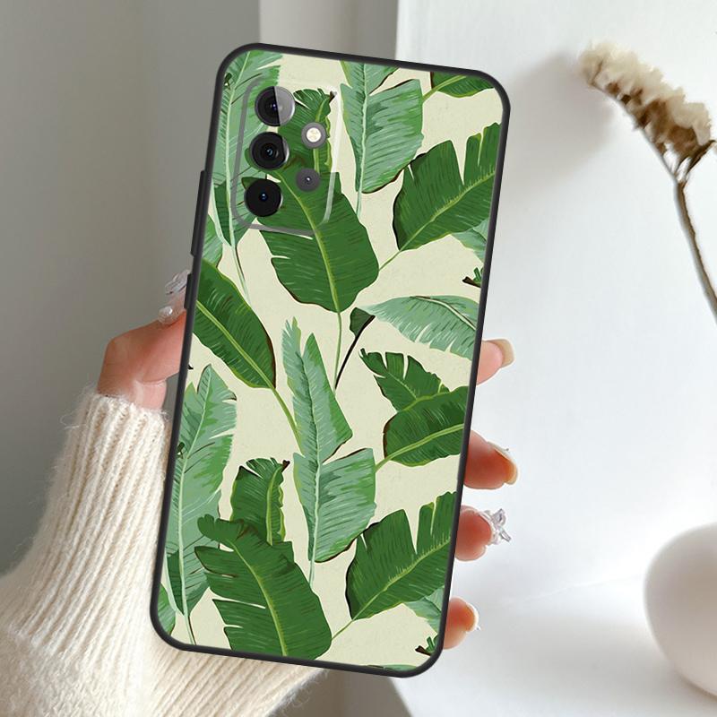 Retro Banana Leaf Plant Case For Samsung Galaxy A13 A33 A53 A06 A17 A56 A36 A26 A16 A15 A35 A55 A34 A54 A52 A12 A32