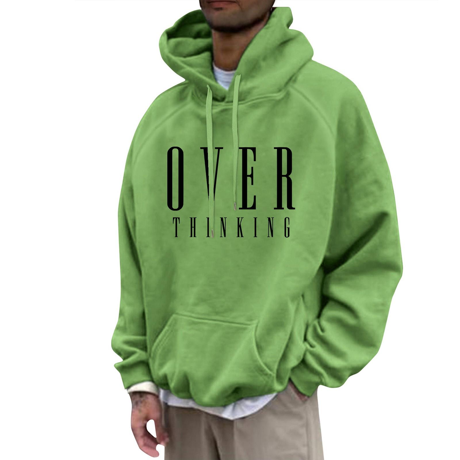 

Мужская свободная толстовка с капюшоном с принтом, мужская повседневная модная спортивная толстовка с рукавами реглан XL зелёный