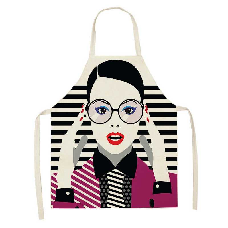 1ks Dámské grafický potisk Kuchyňské zástěry Dámské Lněný bryndák proti znečištění Bez rukávů Zástěry na čištění domácnosti Příslušenství pro domácí vaření