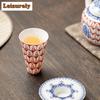 35ML Creative Thousand Buddha Teacup White Porcelain Red Dust Cup Saucer Set Tea Bowl with Holder Kit Personal Chazahan Teaset
