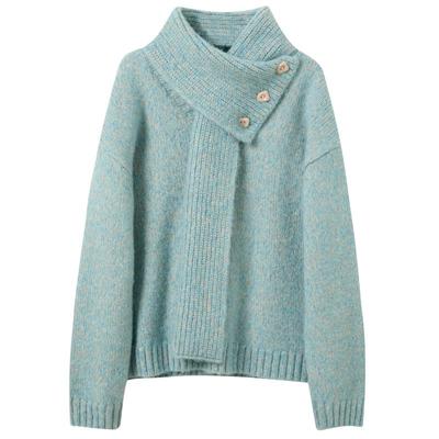 Sancai Women's Two-Way Scarf-Neck Knit Sweater
