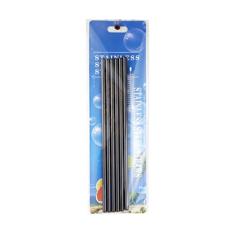 6Pcs Metal Reusable 304 Stainless Steel Straws Straight Bent Drinking Straw With Case Cleaning Brush Set Party Bar Accessory