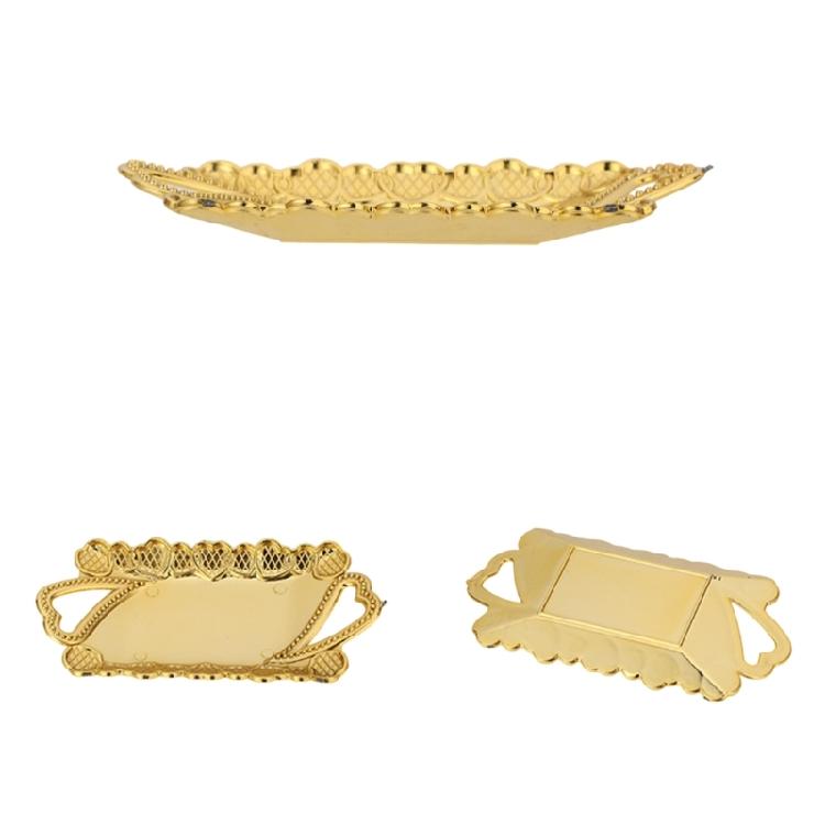 Golden Tray Jewelry Display Plate Kichen Food Fruit Round Stroage Organizers