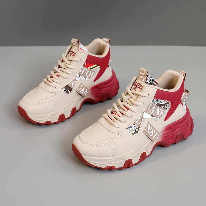 

Autumn and winter dad shoes women s shoes Korean version color blocking trend height increasing thick soled shoes women s shoes 35 красный
