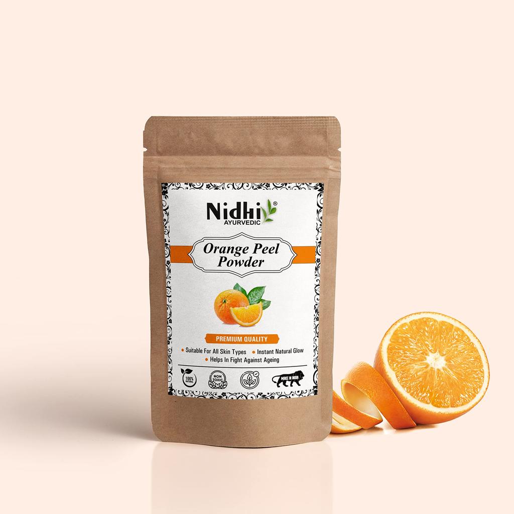 Nidhi Organic Orange Peel Powder 100% Pure Natural & Organic for Skin Lightening Face Pack, Care, Vitamin C and Antioxidants Add Glow, Cruelty-fre