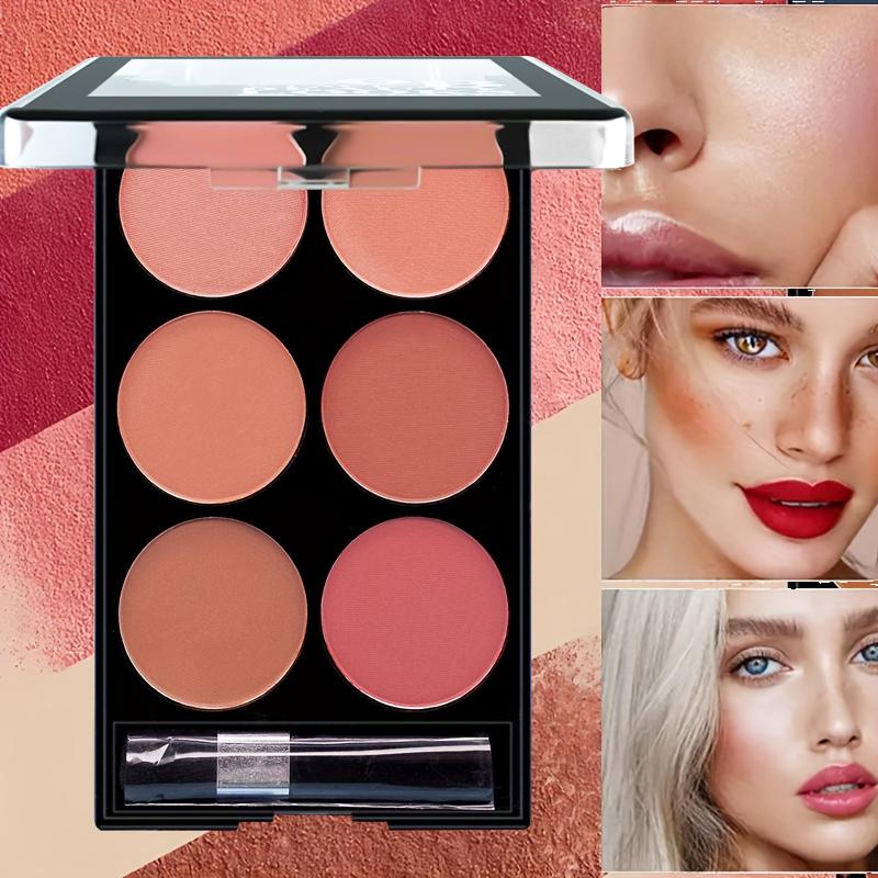 6-Blush en Contouring Alles-in-één Palet, Parelmoer Mat Poeder Make-up Palet