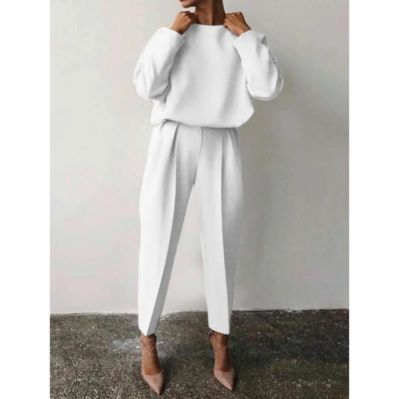 IHUASU Women's Fashion Casual Long Sleeve O-Neck Pants Suits