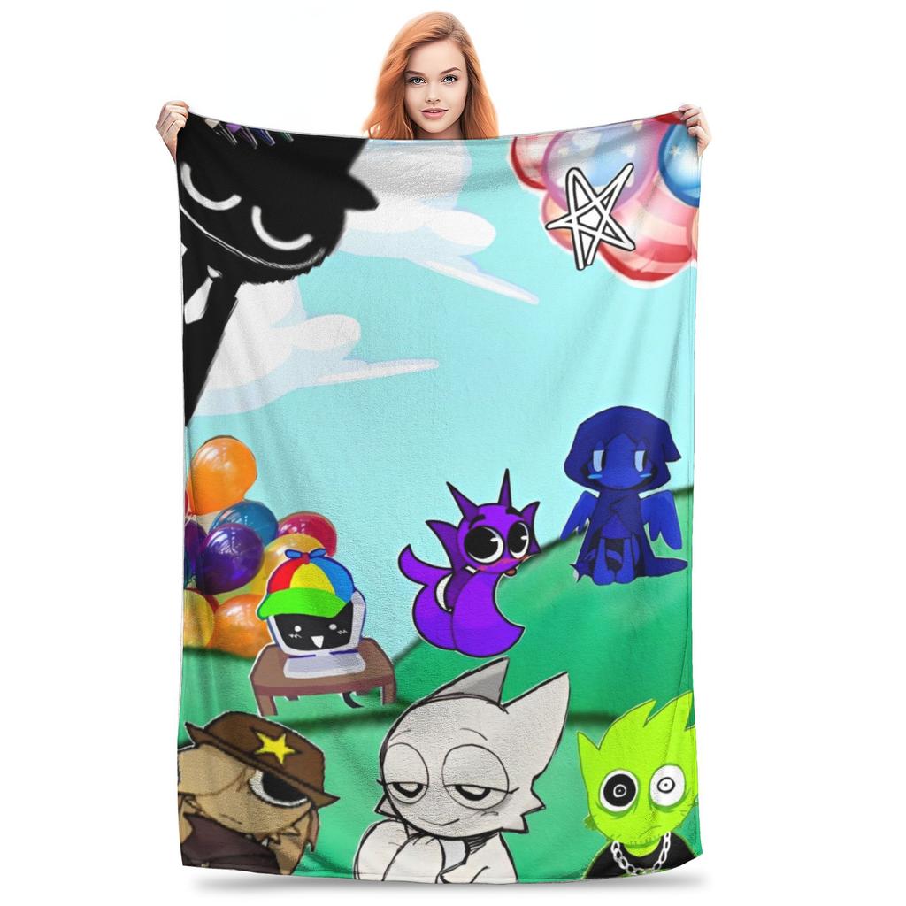 Mr Fun Computer - Incredibox Sprunki Decken Musik-Mixing-Spiel Flanell Neuheit Warme Überwurfdecke für Zuhause Restaurant Sommer