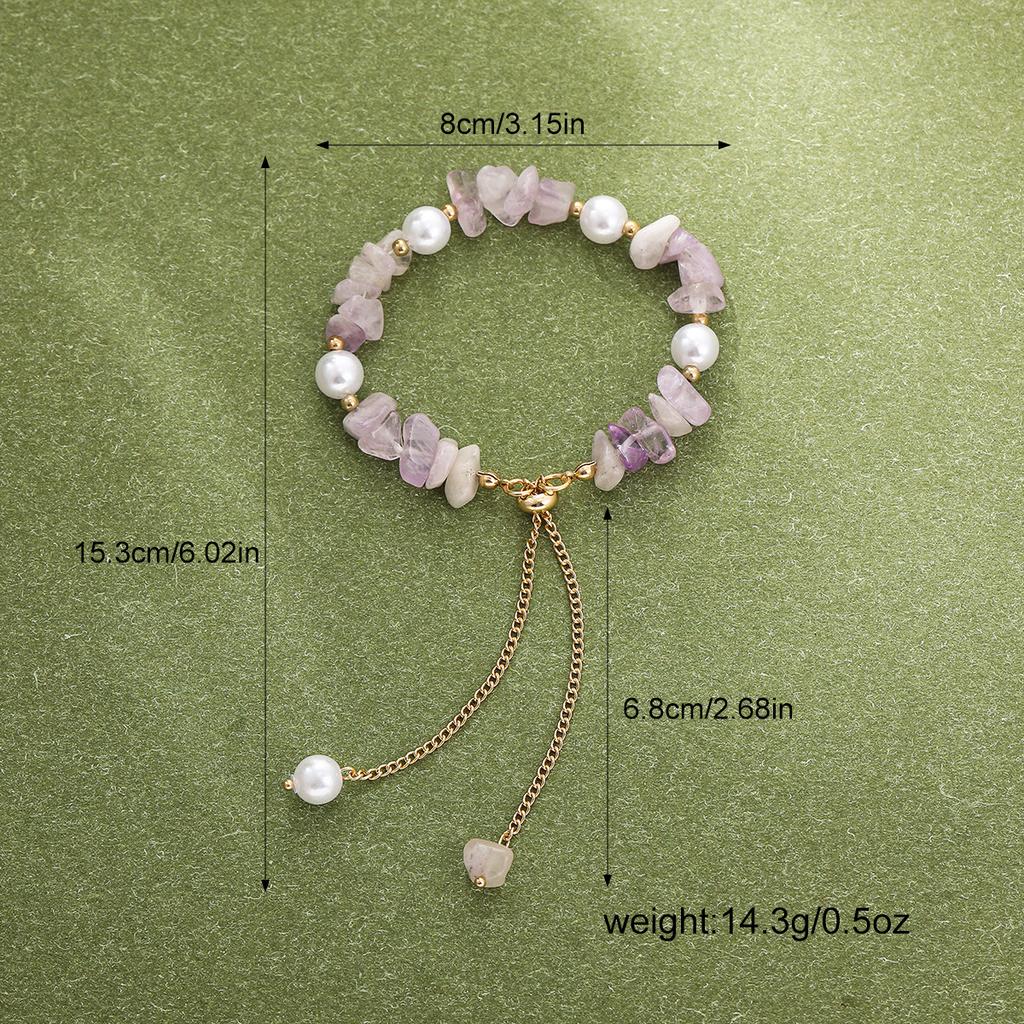 Purple Gravel Bracelet Women's Natural Stone Bracelet Pink Beaded Adjustable Drawstring Niche Jewelry