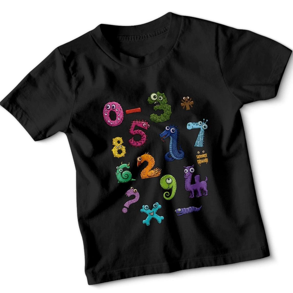Monster Numbers Day Educational Kids T-Shirt Playful Maths Day Symbol Tee 110