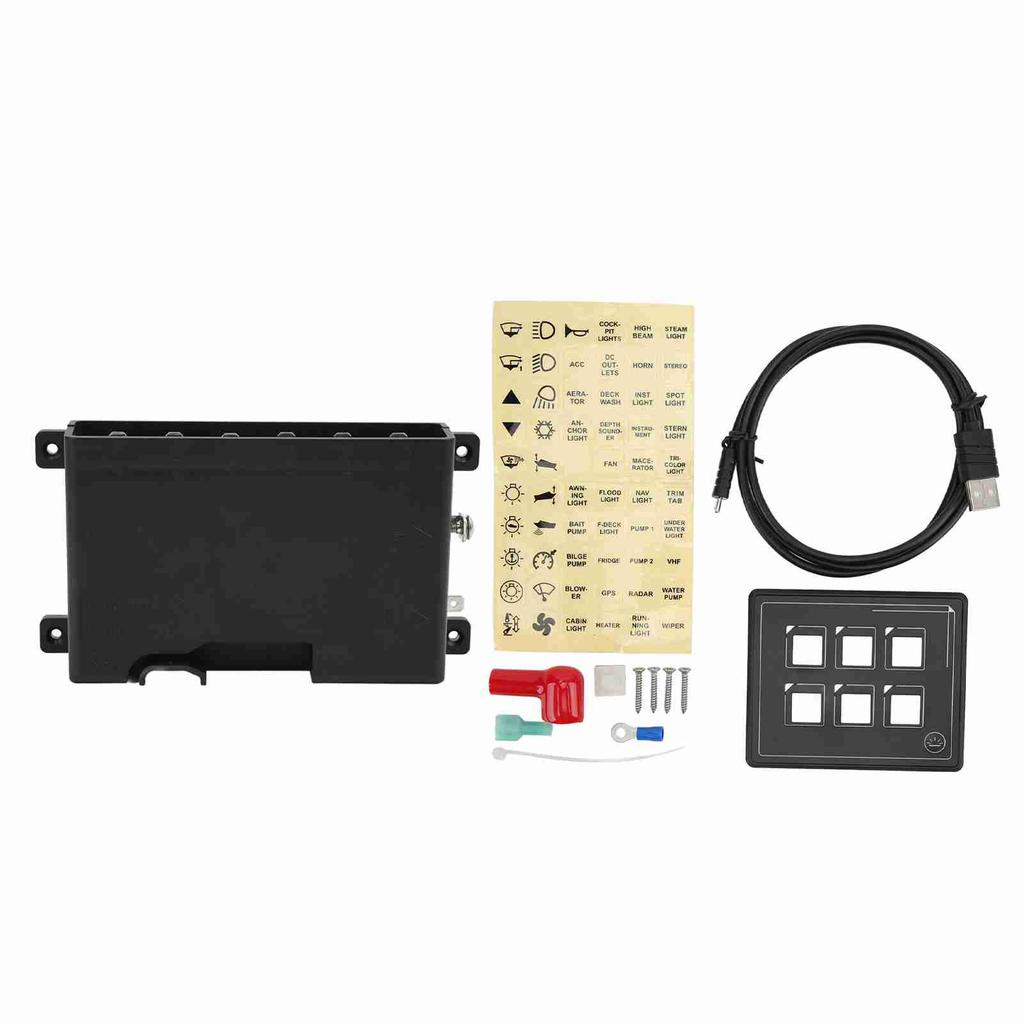 6P Switch Panel Bluetooth APP Control IP66 Waterproof Backlight M4 Stud Ring Terminal with Sticker F