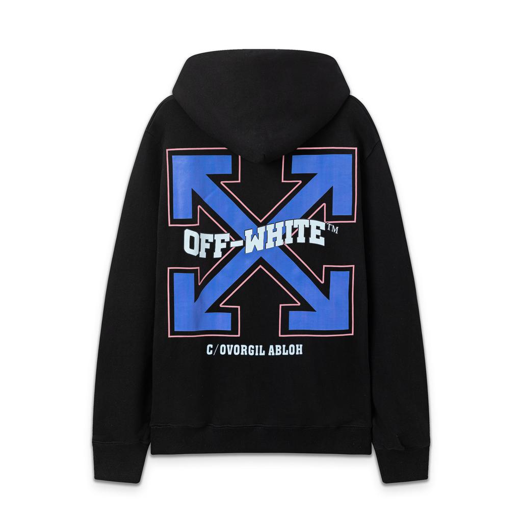 9095 Off-White 2025 Autumn and Winter New OW Blue Letter Arrow Pattern Men's and Women's Hooded Sweatshirt