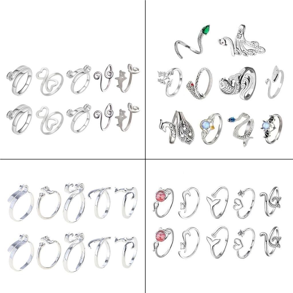 10 Stück Häkelringe für Finger Verstellbare Größe Garne Strickringe Offene Fingerringe Bunte gehäkelte Fingerhalter