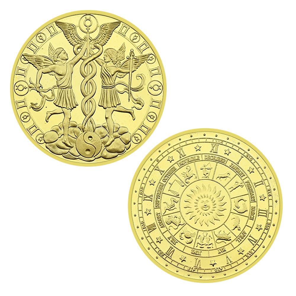 Gold zodiac coins, collectible gifts, collectible commemorative coins, commemorative medals, medals and badges