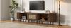 Oval TV Stand In Dark Walnut, Rattan Design - 180 Cm MDF Design, Adjustable Feet, 30 Kg Load Capacity