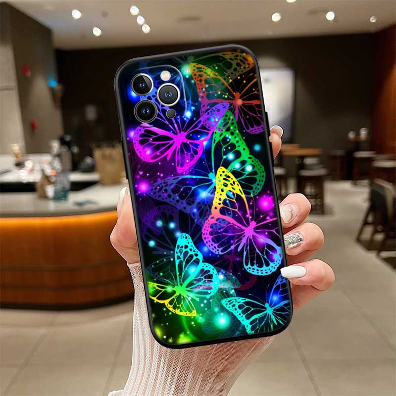 UP22 Colorful Butterfly New High-End Shell Phone Case for iPhone 16 15 14 13 12 Pro Max Plus Mini
