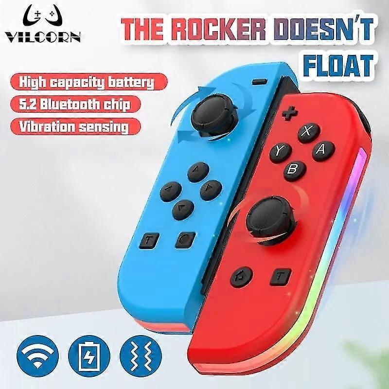 Vilcorn Joy Rgb Led 5.2 Bt Switch L/r Joypad For Nintendo Switch/lite/oled Cons Joystick With Dual Vibration For Pc Yuzu