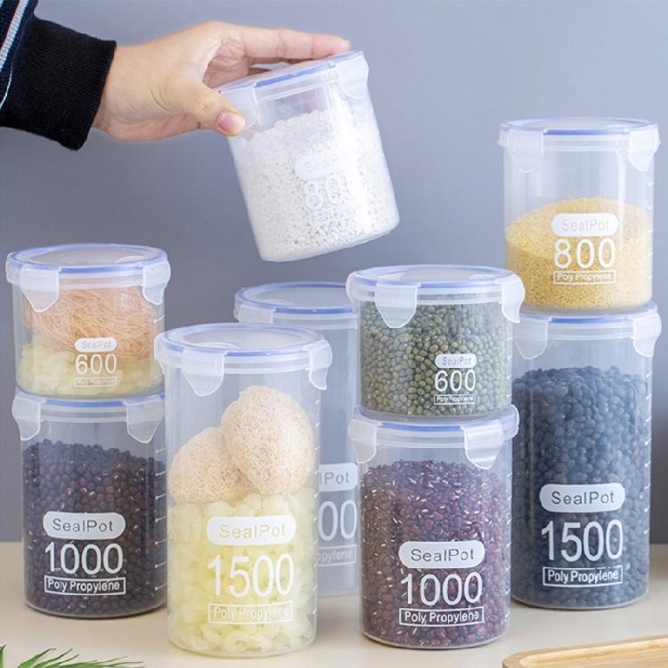 Multipurpose Plastic Food Canisters For Rice Nut Spices Transparent Seal Tight Containers for Office Home Use