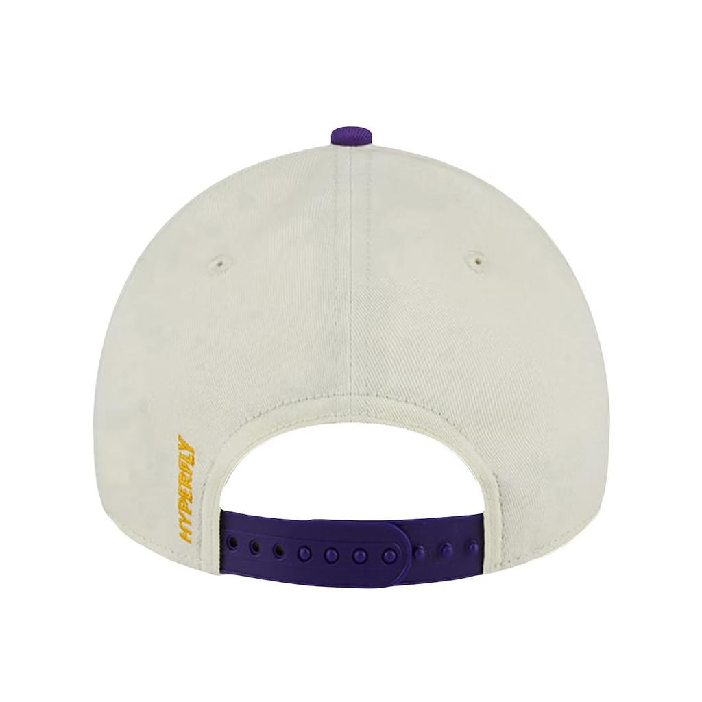 New Era 9FORTY Snapback Cap with Katakana NBA Hyperfly 9FORTY Snapback Chrome LOS ANGELES LAKERS Colored Side Logo, A-Frame Cap, White, Hat, Brim,
