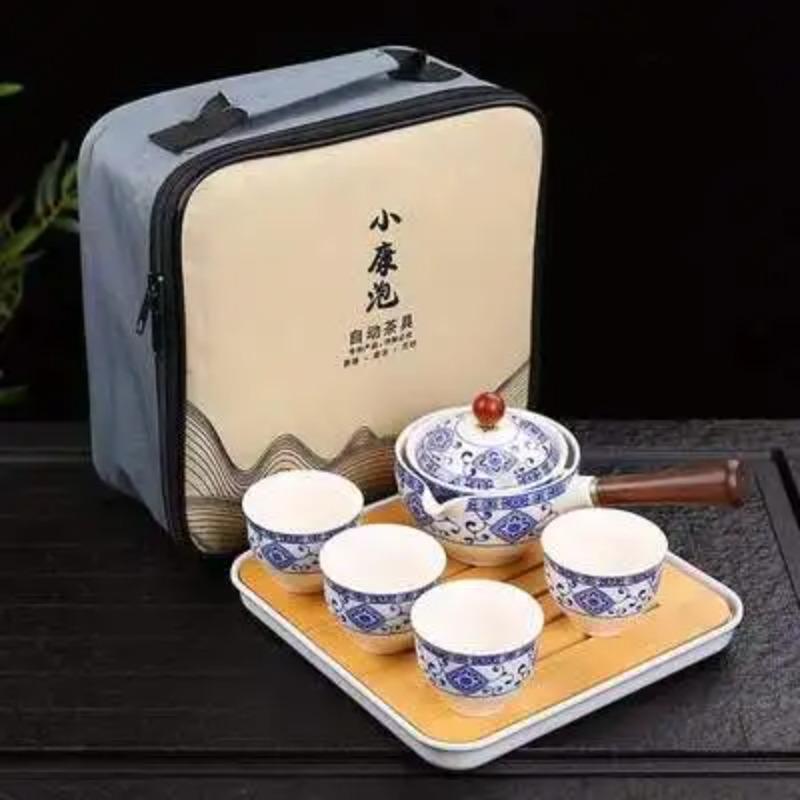 

Фарфоровый чайный сервиз Gongfu, портативный набор чайников с вращающимся на 360 градусов чайником и заварочным устройством, портативный подарочный пакет «все в одном»