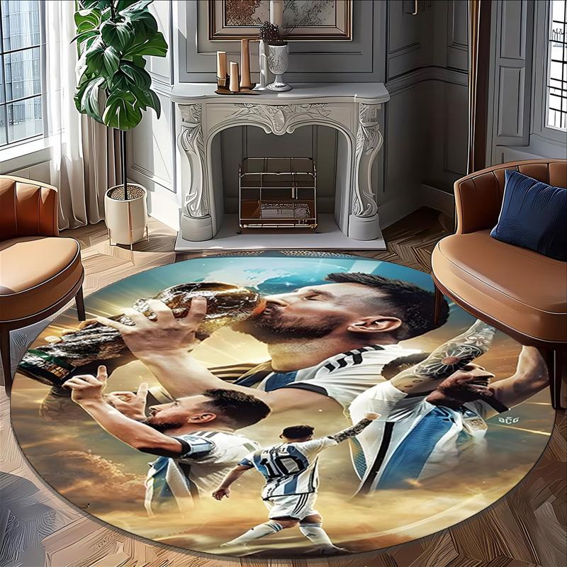 1pc M-Messi4 Carpet, Round Rug, Comfortable, Suitable for Entryways, Living Rooms, Office, And Bedrooms, Christmas Decoration