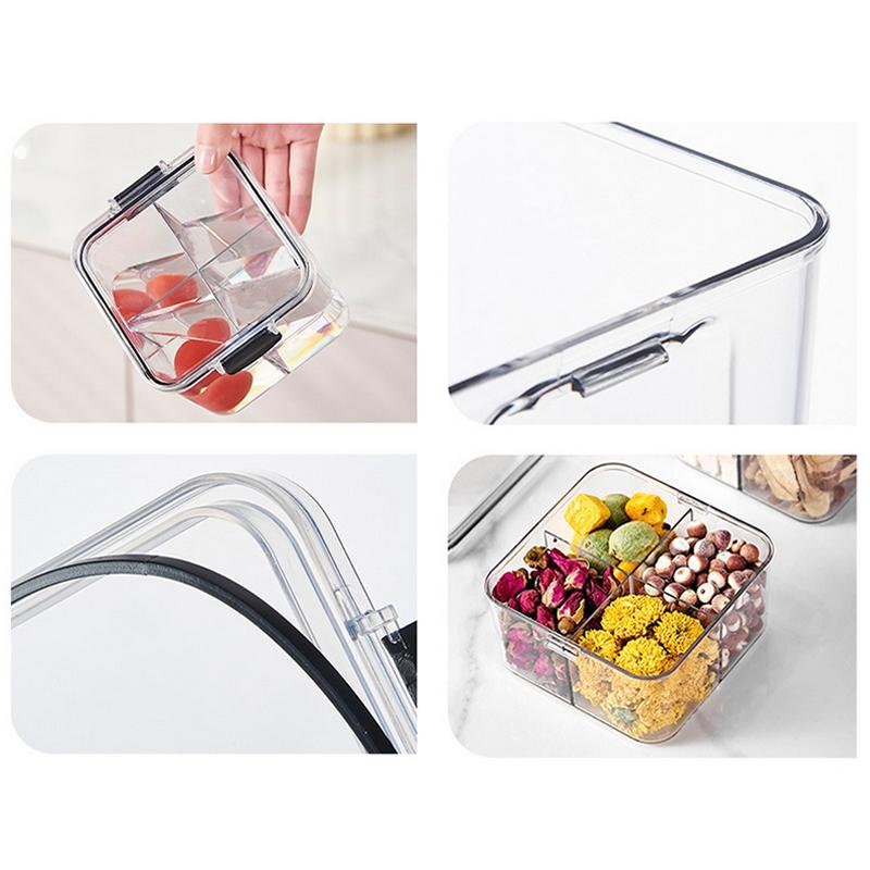 Divided Plastic Food Storage Containers Clear Organizers With Airtight Lids Seal Jar For Snacks, Dried Fruits Home Items