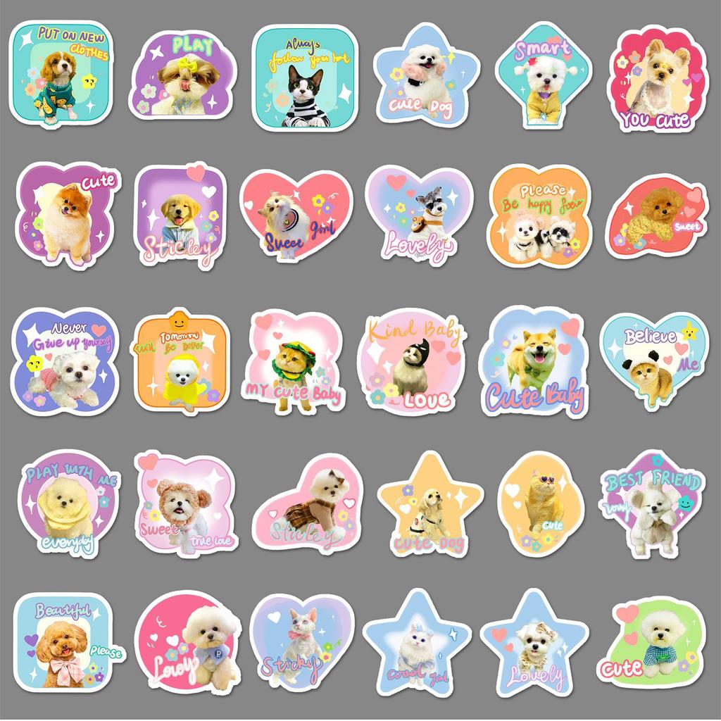 Cute Pet Sticker Pack: 60 Waterproof Cat & Dog Stickers for Journals & Notebooks
