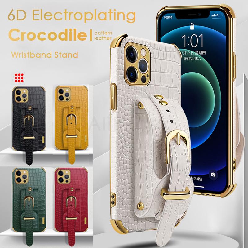 

Роскошный кожаный чехол с крокодиловым узором для iPhone Samsung Xiaomi Redmi OPPO Huawei браслет-подставка из искусственной кожи