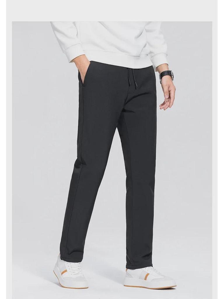 Men's Winter White Duck Down Pants - Warm, Thick, Casual Business Trousers, Elastic Waist, Straight-Fit