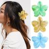 Tropical Frangipani Resin Updo Holder Semi Translucent Marble Pattern Summer Beach Vacation Holiday Hairwear For Women