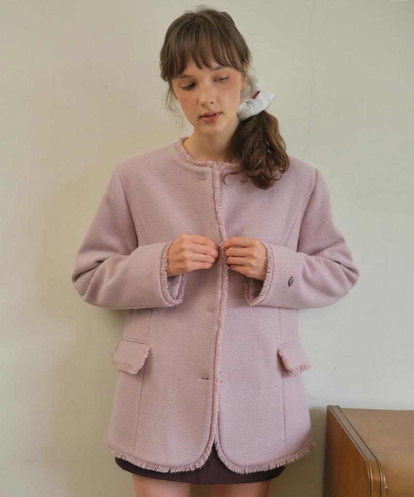 OURNOSTALGIA Aubree Tweed Jacket_Vintage Pink(O25-Ot02)