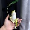 Cartoon Fun Cute Umbrella Frog Sculpture Jewelry Creative Lotus Leaf Frog Statue Aquarium Fish Tank Balcony Garden Decoration