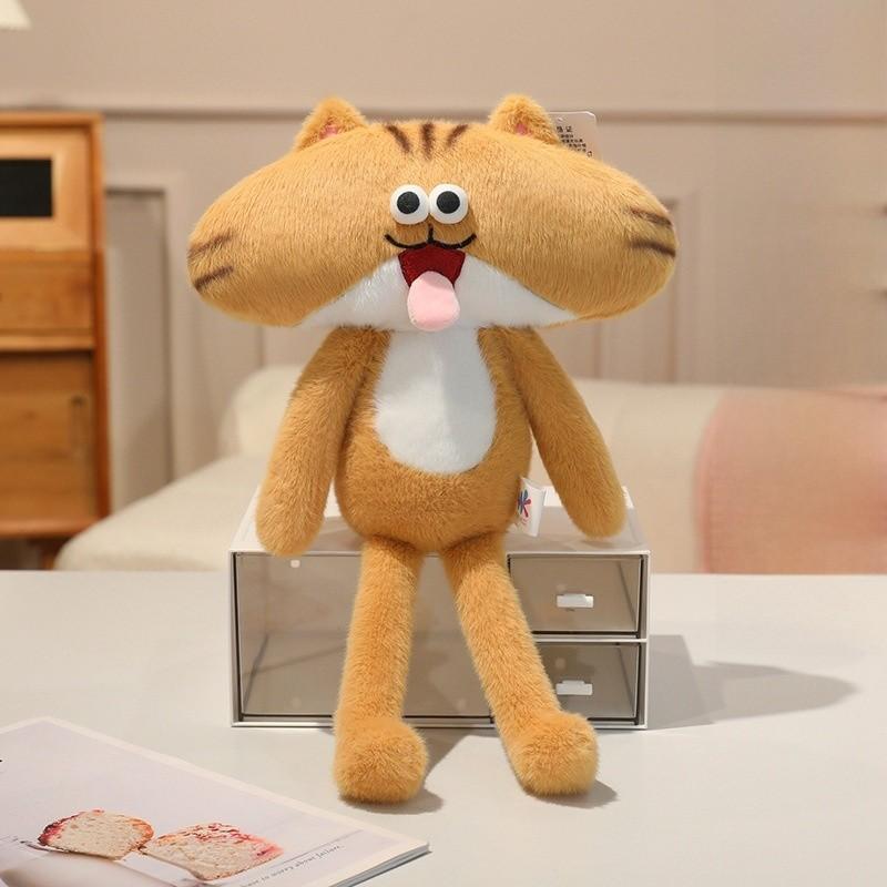 Super Soft Short Plush Frenchie Cat Plush Toy With Tongue Out Funny Design For Kids And Teens