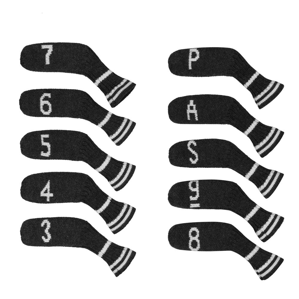 

Scott Edward Golf Iron Head Set of Essentially Sock Durable Golf Club Head Protectors Covers, 10, Cute, Shape, Washable, (Dark Grey)